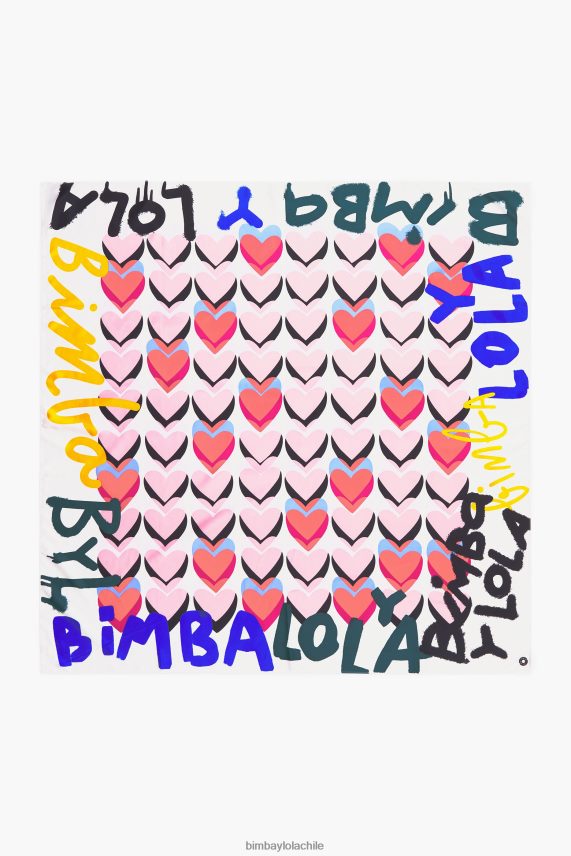 Bimba Y Lola bufanda con logo de grafiti de corazones PT6884614 accesorios blanquecino