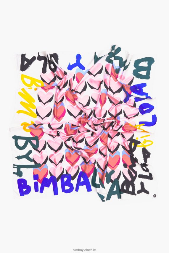 Bimba Y Lola bufanda con logo de grafiti de corazones PT6884614 accesorios blanquecino