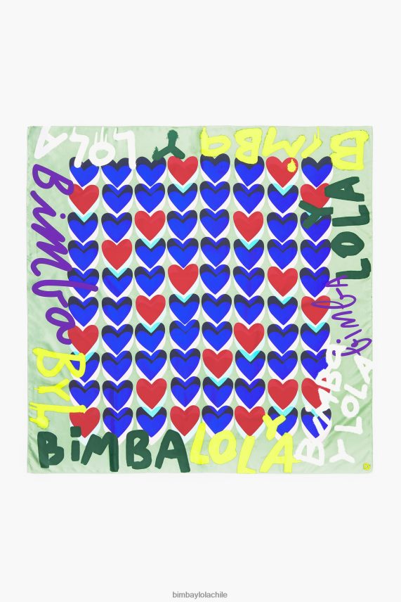 Bimba Y Lola bufanda con logo de grafiti de corazones PT6884615 accesorios menta