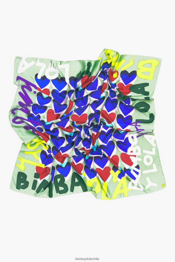 Bimba Y Lola bufanda con logo de grafiti de corazones PT6884615 accesorios menta