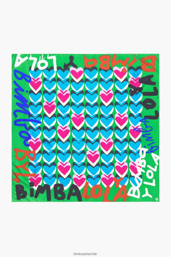 Bimba Y Lola bufanda con logo de grafiti de corazones PT6884616 accesorios verde