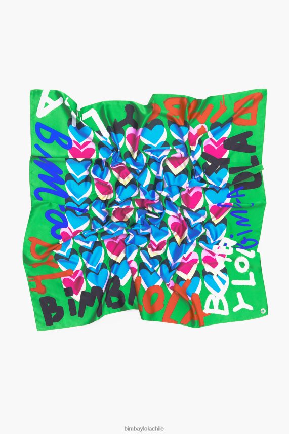 Bimba Y Lola bufanda con logo de grafiti de corazones PT6884616 accesorios verde
