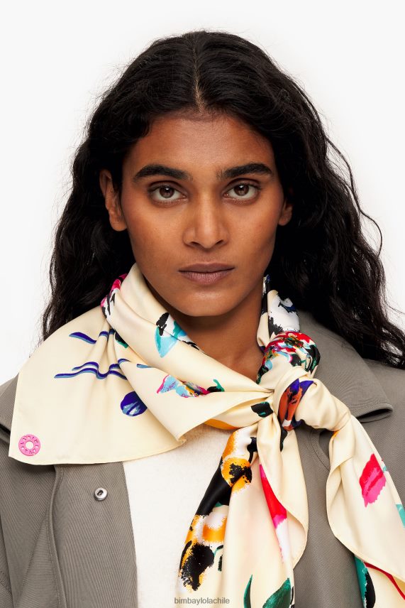 Bimba Y Lola bufanda de flores PT6884605 accesorios crema