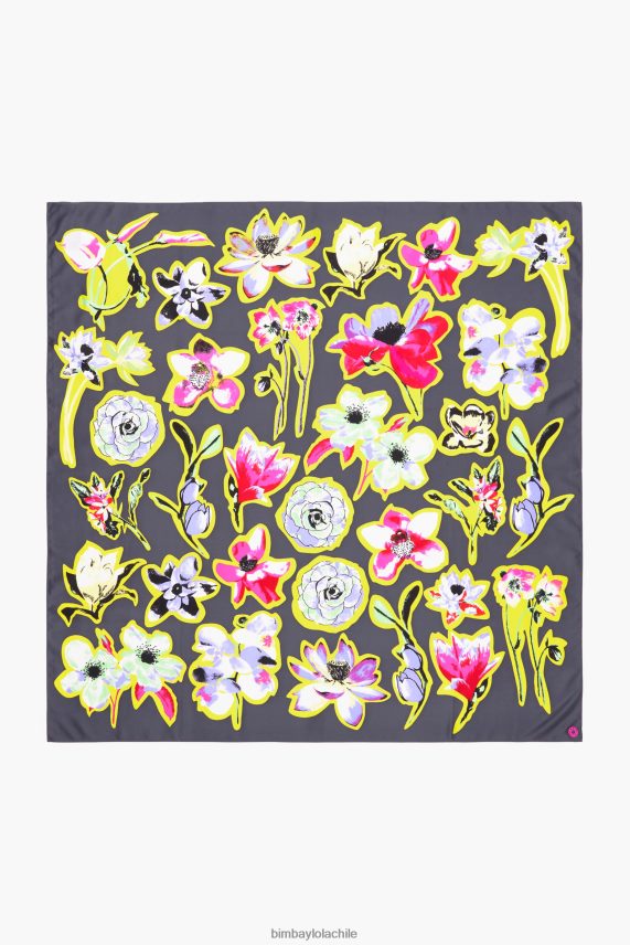 Bimba Y Lola bufanda de flores oscuras PT6884604 accesorios gris