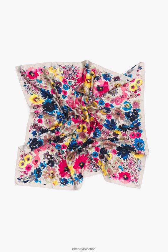 Bimba Y Lola bufanda floral acuarela PT6884618 accesorios beige