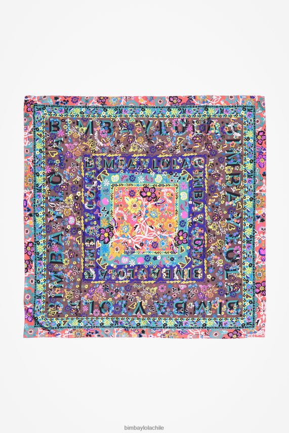 Bimba Y Lola bufanda floral y logos PT6884636 accesorios gris pardo