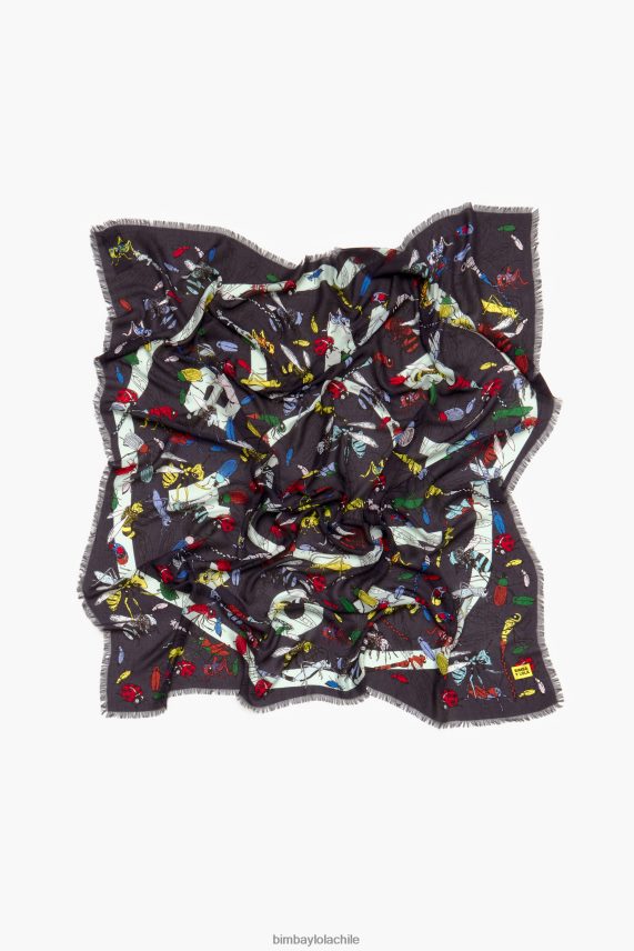 Bimba Y Lola chal con logo e insectos PT6884640 accesorios gris