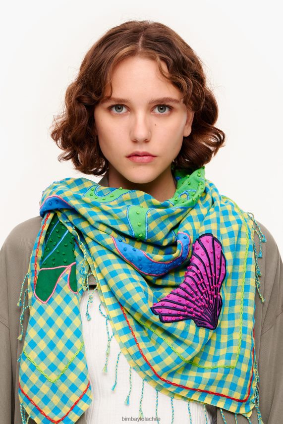 Bimba Y Lola chal de cuadros vichy bordado PT6884633 accesorios amarillo