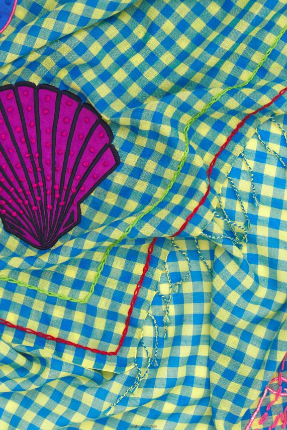 Bimba Y Lola chal de cuadros vichy bordado PT6884633 accesorios amarillo