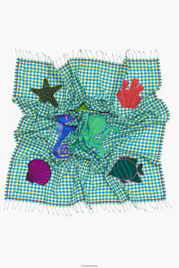 Bimba Y Lola chal de cuadros vichy bordado PT6884633 accesorios amarillo