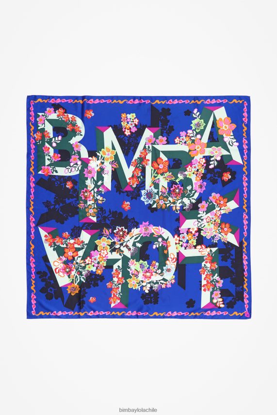 Bimba Y Lola pañuelo con logo y flores geométricas PT6884628 accesorios azul
