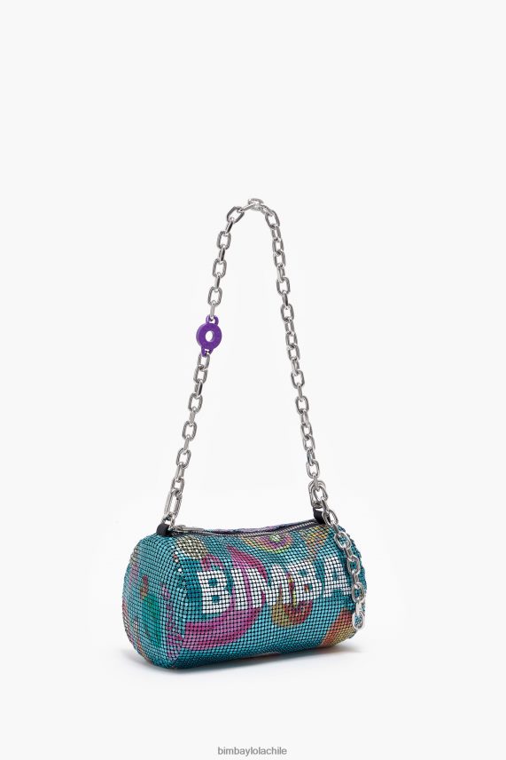 Bimba Y Lola bolsa cilíndrica de malla de mezcla de plátanos PT6884143 accesorios aguamarina