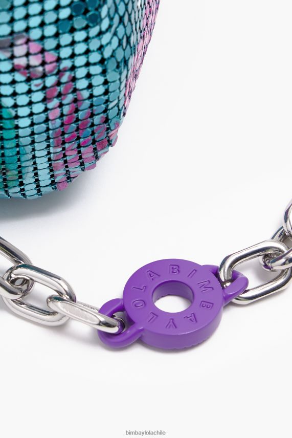 Bimba Y Lola bolsa cilíndrica de malla de mezcla de plátanos PT6884143 accesorios aguamarina