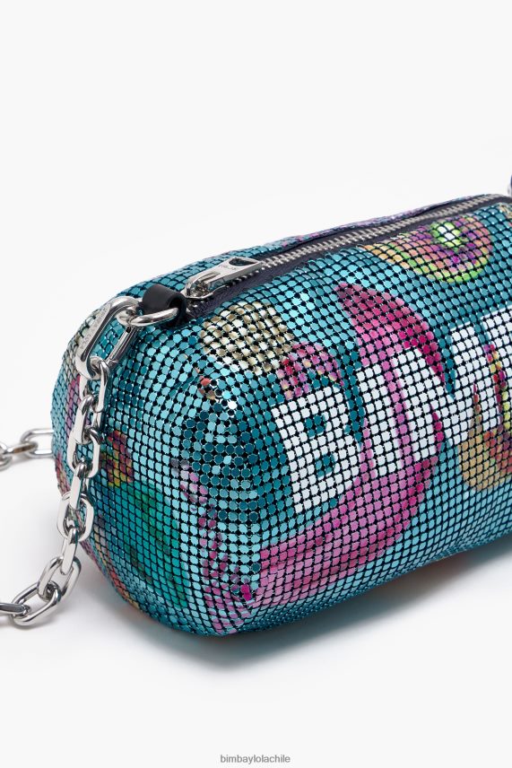 Bimba Y Lola bolsa cilíndrica de malla de mezcla de plátanos PT6884143 accesorios aguamarina