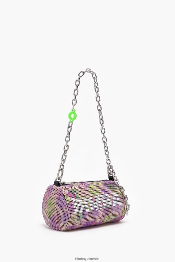 Bimba Y Lola bolsa cilíndrica de malla de spray de flores PT6884142 accesorios rosa