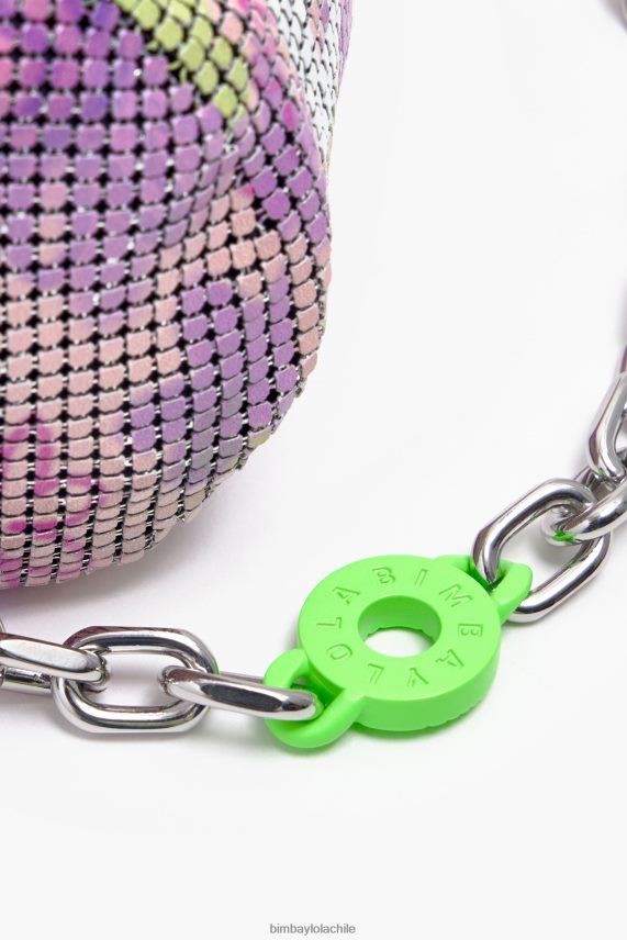 Bimba Y Lola bolsa cilíndrica de malla de spray de flores PT6884142 accesorios rosa