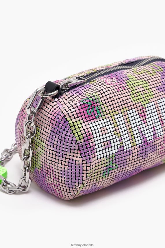 Bimba Y Lola bolsa cilíndrica de malla de spray de flores PT6884142 accesorios rosa