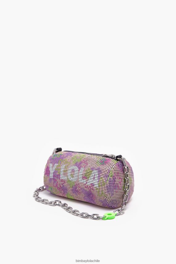 Bimba Y Lola bolsa cilíndrica de malla de spray de flores PT6884142 accesorios rosa