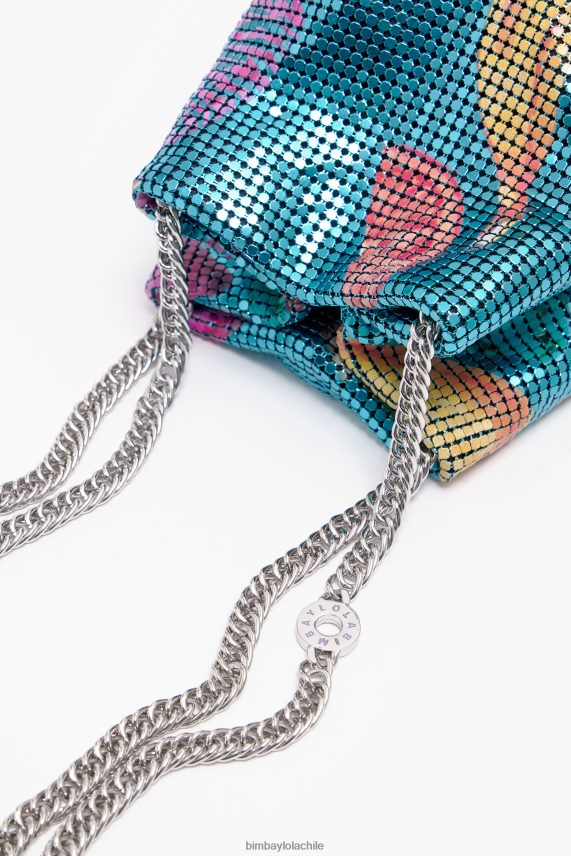 Bimba Y Lola bolso bombonera de malla con estampado de plátanos PT6884145 accesorios aguamarina