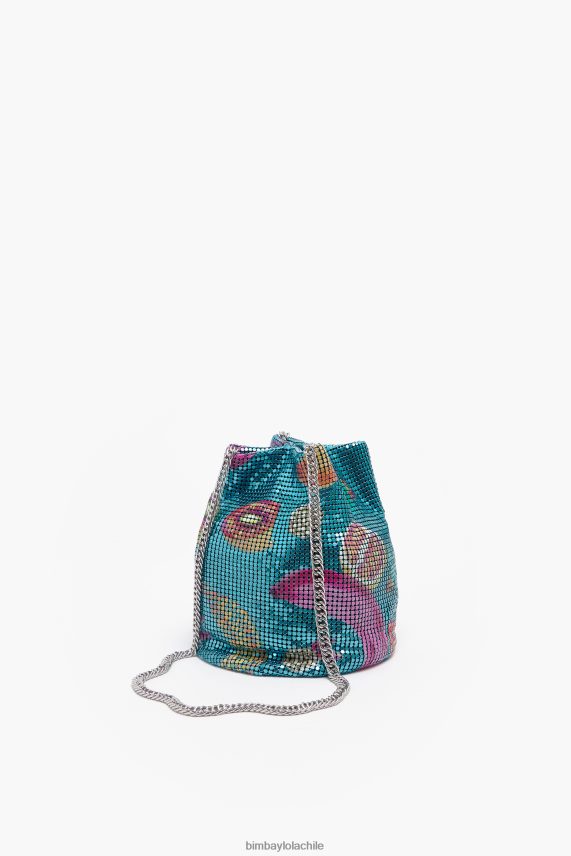 Bimba Y Lola bolso bombonera de malla con estampado de plátanos PT6884145 accesorios aguamarina