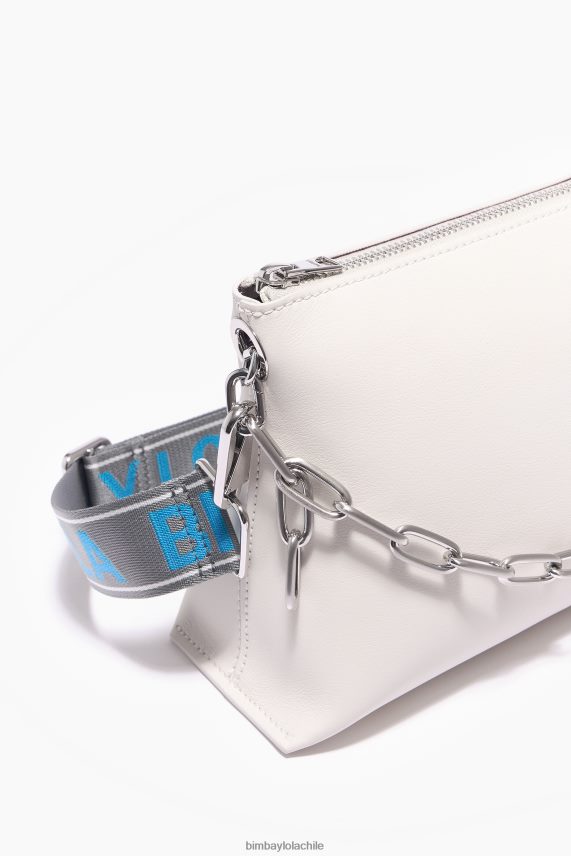Bimba Y Lola bolsa de trapecio de cuero PT688444 accesorios blanquecino