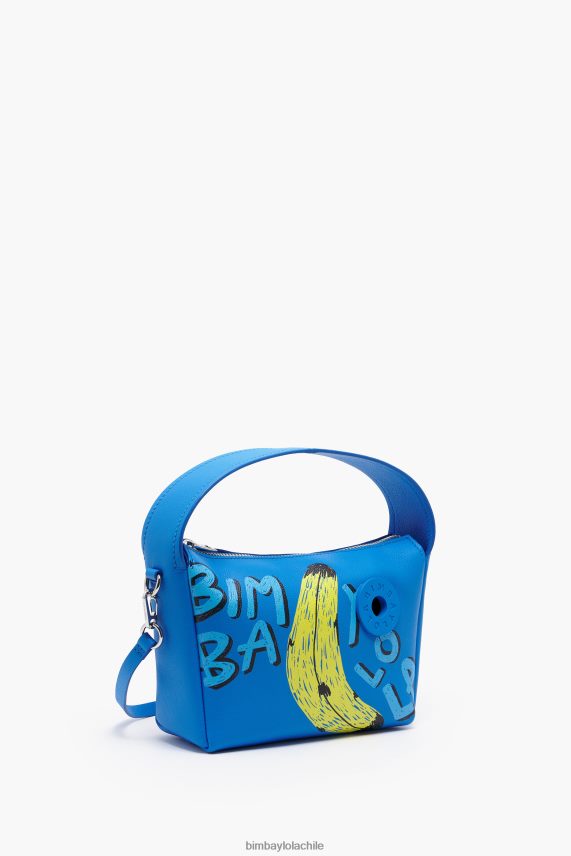 Bimba Y Lola bolso hobo byl de piel con estampado de plátanos PT688456 accesorios azul