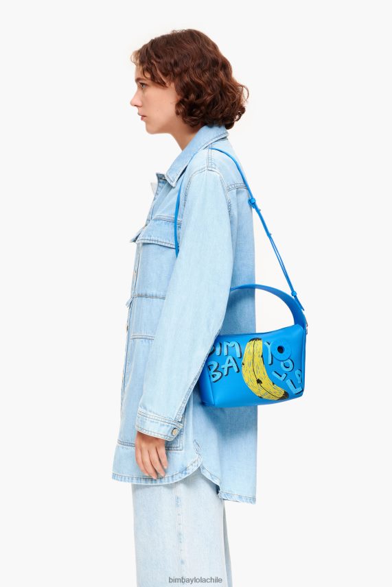 Bimba Y Lola bolso hobo byl de piel con estampado de plátanos PT688456 accesorios azul