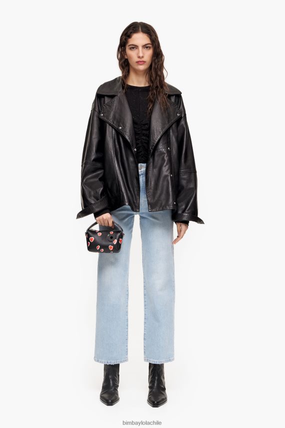 Bimba Y Lola bolso hobo de piel con corazones PT688460 accesorios negro