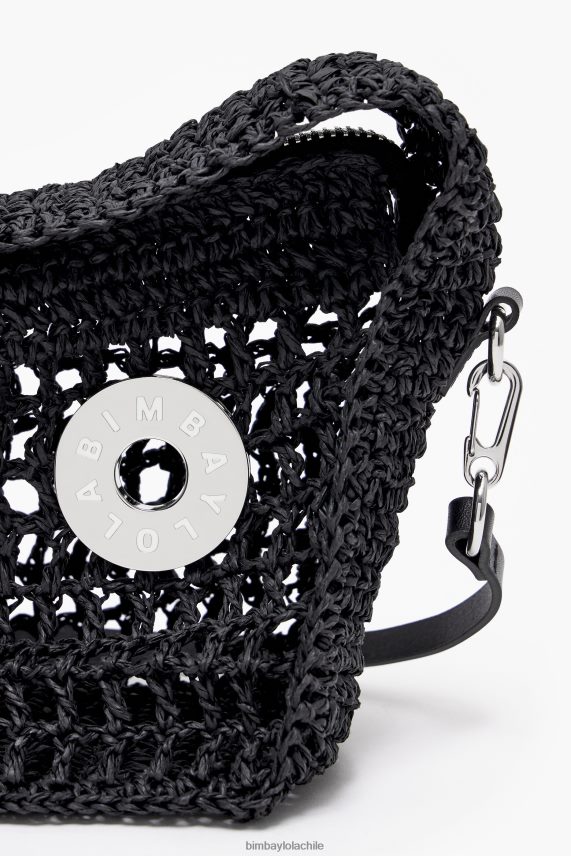 Bimba Y Lola bolso hobo de rafia PT68846 accesorios negro
