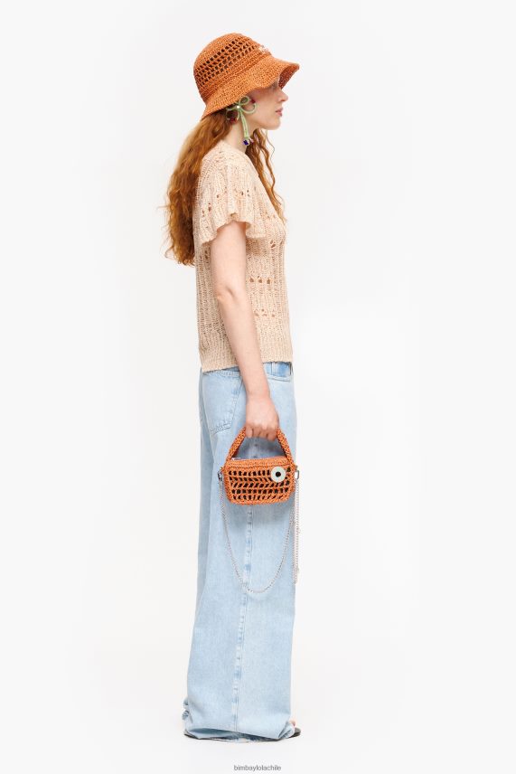 Bimba Y Lola bolso hobo de rafia PT68849 accesorios naranja