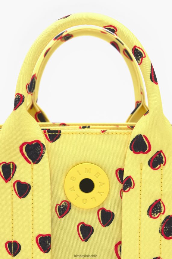 Bimba Y Lola bolso shopper de nailon con estampado de corazones pequeños PT688479 accesorios amarillo