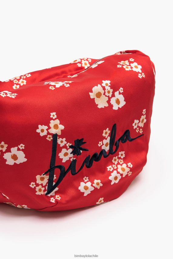 Bimba Y Lola bolsa bombonera de nailon con flores acrílicas PT6884121 accesorios rojo