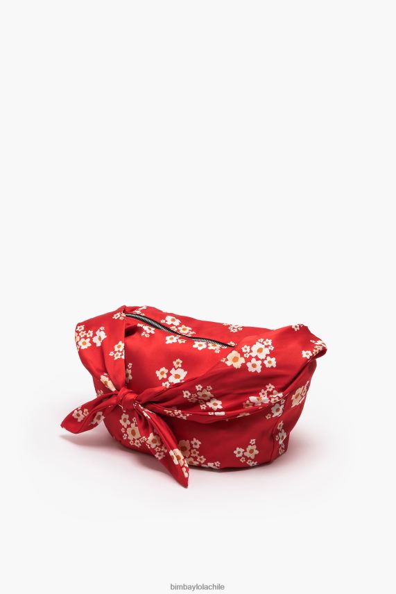 Bimba Y Lola bolsa bombonera de nailon con flores acrílicas PT6884121 accesorios rojo