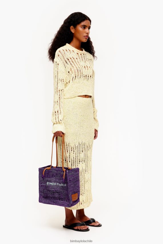 Bimba Y Lola bolso de mano de rafia PT6884113 accesorios púrpura