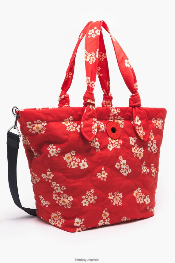 Bimba Y Lola bolso shopper de nailon con flores acrílicas PT6884133 accesorios rojo