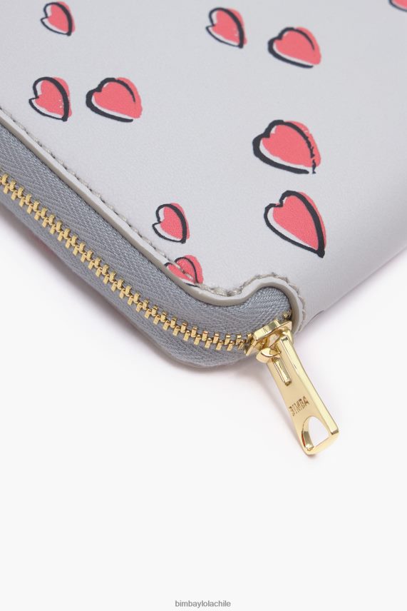 Bimba Y Lola cartera de piel clara corazones pequeños PT68841065 accesorios gris