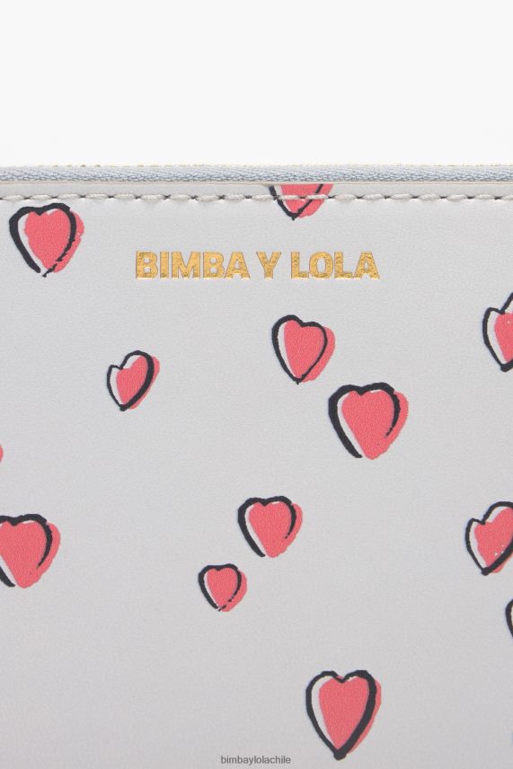 Bimba Y Lola cartera de piel clara corazones pequeños PT68841065 accesorios gris