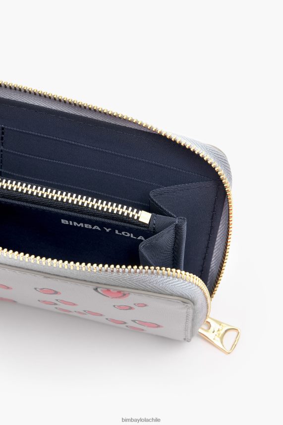 Bimba Y Lola cartera de piel clara corazones pequeños PT68841065 accesorios gris