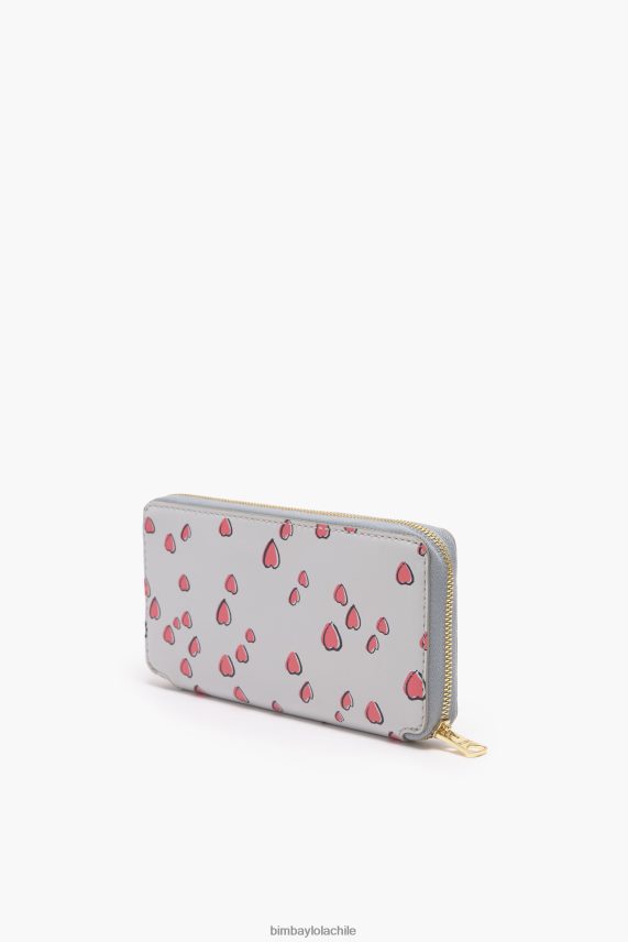Bimba Y Lola cartera de piel clara corazones pequeños PT68841065 accesorios gris