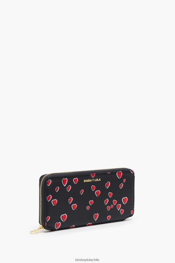 Bimba Y Lola cartera de piel con corazones pequeños PT68841066 accesorios negro
