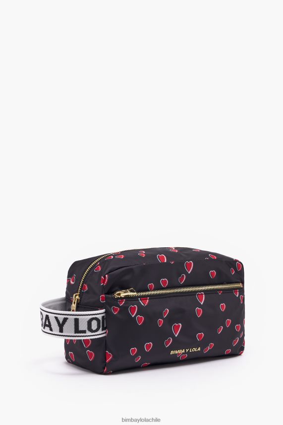 Bimba Y Lola Neceser rectangular grande con estampado de corazones PT68841087 accesorios negro