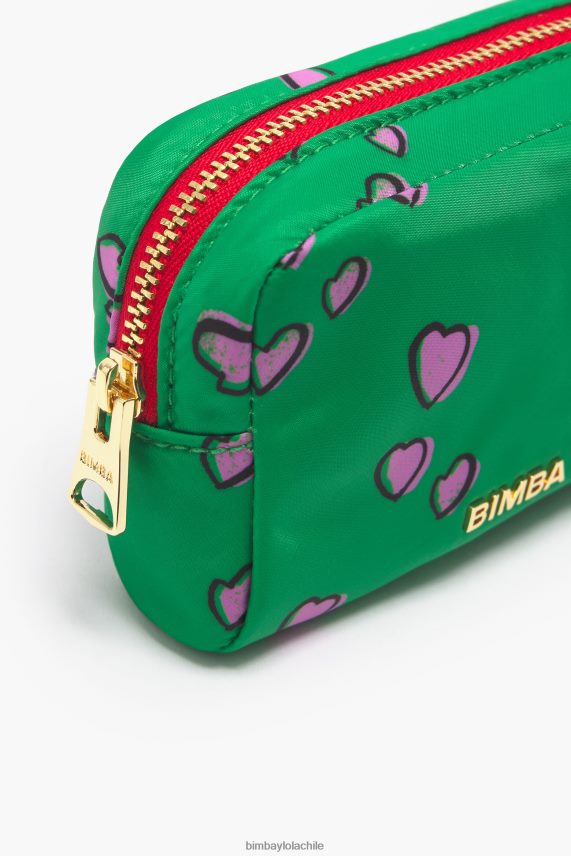 Bimba Y Lola Neceser rectangular pequeño con estampado de corazones PT68841082 accesorios verde