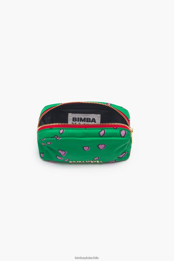 Bimba Y Lola Neceser rectangular pequeño con estampado de corazones PT68841082 accesorios verde