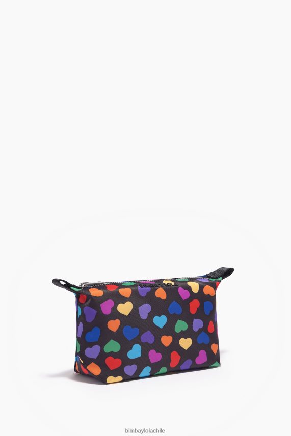 Bimba Y Lola neceser de trapecio de nailon con estampado de corazones PT68841116 accesorios negro