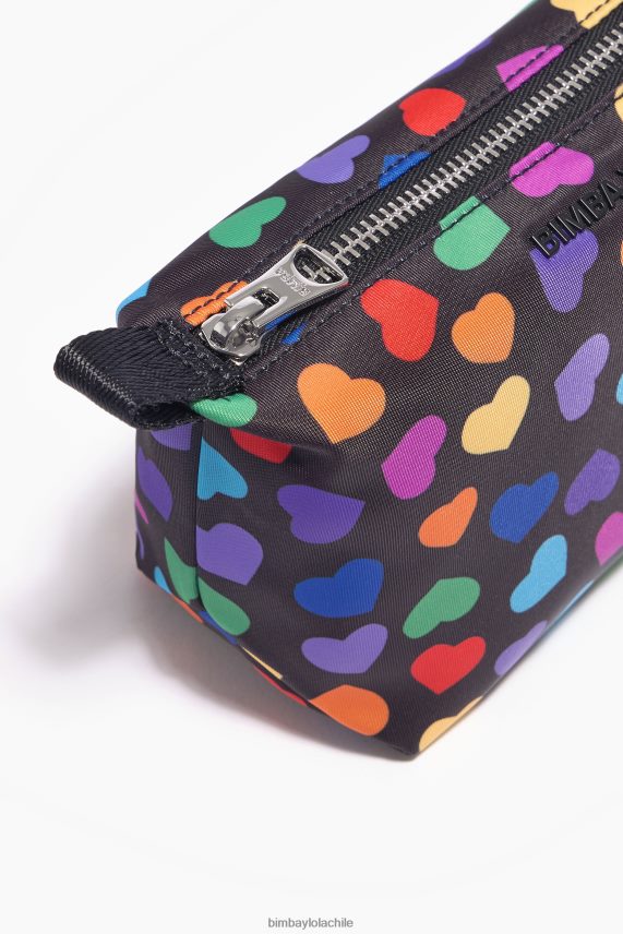 Bimba Y Lola neceser de trapecio de nailon con estampado de corazones PT68841116 accesorios negro