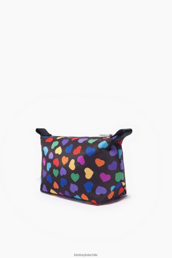 Bimba Y Lola neceser de trapecio de nailon con estampado de corazones PT68841116 accesorios negro