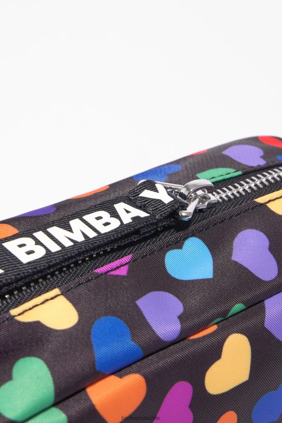 Bimba Y Lola neceser media luna nailon estampado corazones PT68841118 accesorios negro
