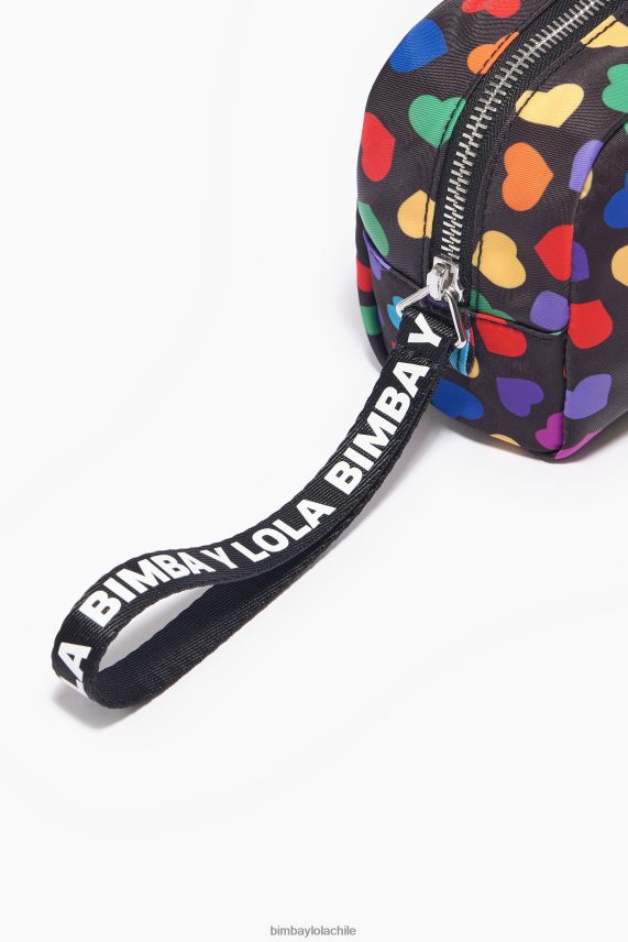 Bimba Y Lola neceser media luna nailon estampado corazones PT68841118 accesorios negro