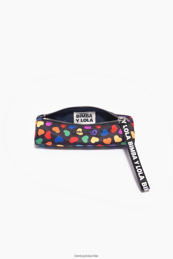 Bimba Y Lola estuche cilíndrico de nailon con estampado de corazones PT68841119 accesorios negro