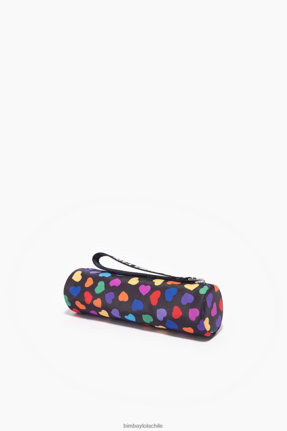 Bimba Y Lola estuche cilíndrico de nailon con estampado de corazones PT68841119 accesorios negro
